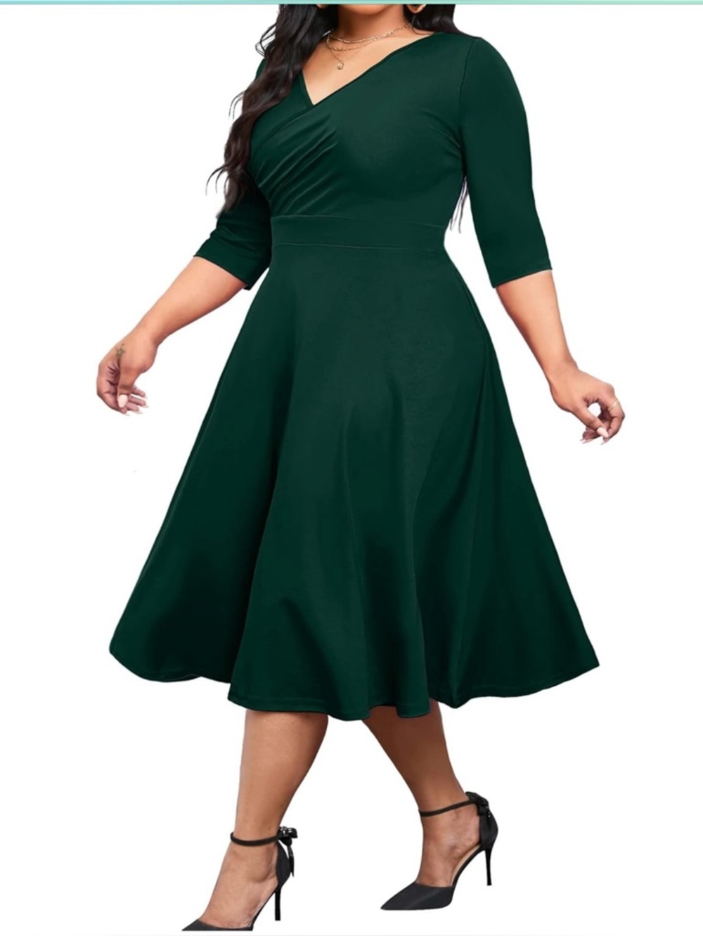 COCOR Green Fit N Flare Plus Sized Dress 3X